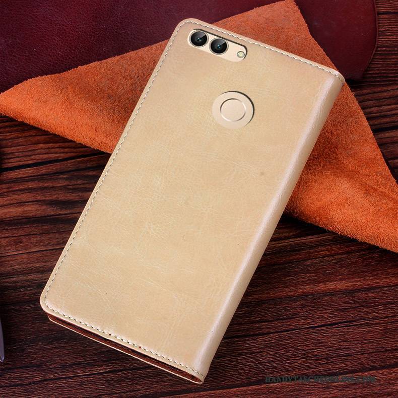 Hülle Huawei P Smart Folio Anti-sturz Handyhüllen, Case Huawei P Smart Lederhülle Gold