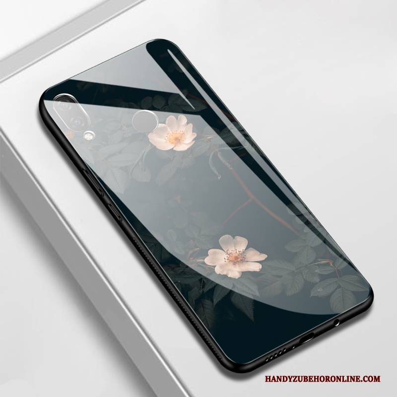 Hülle Huawei P Smart+ Kreativ Schwarz Handyhüllen, Case Huawei P Smart+ Schutz Glas Spiegel