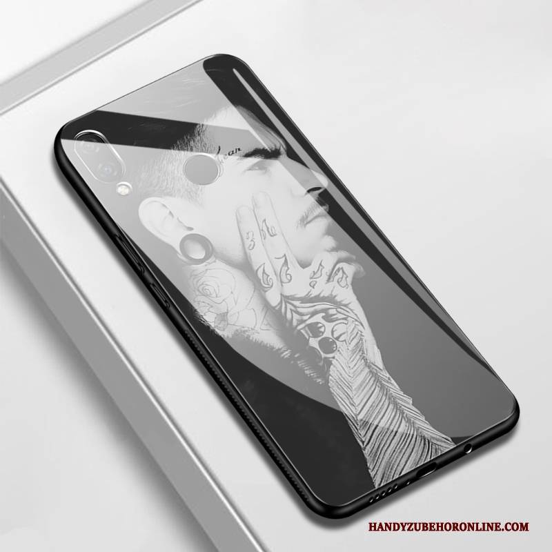 Hülle Huawei P Smart+ Kreativ Schwarz Handyhüllen, Case Huawei P Smart+ Schutz Glas Spiegel