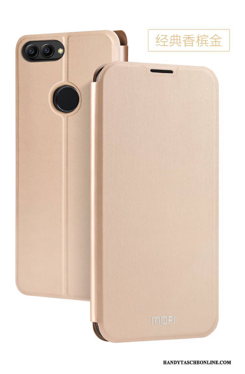 Hülle Huawei P Smart Lederhülle Gold Handyhüllen, Case Huawei P Smart