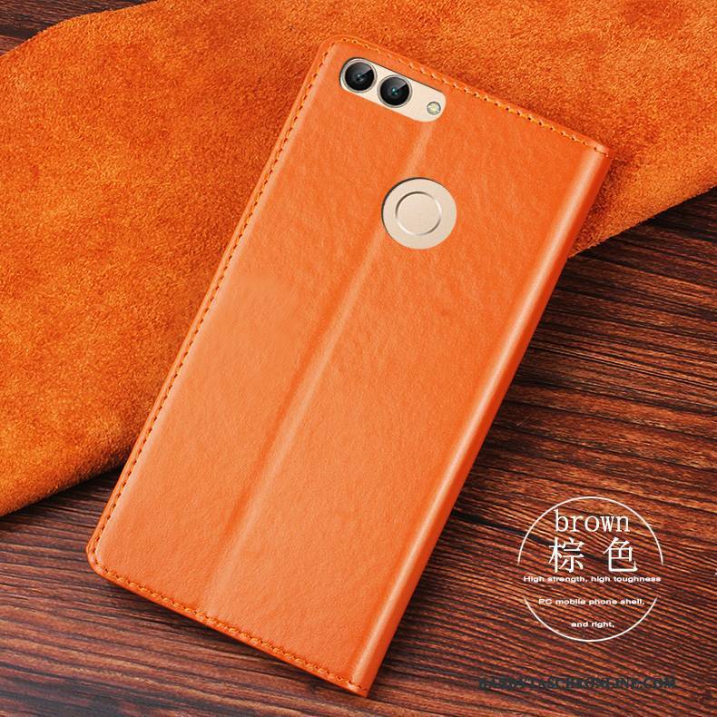 Hülle Huawei P Smart Lederhülle Orange Anti-sturz, Case Huawei P Smart Folio Handyhüllen