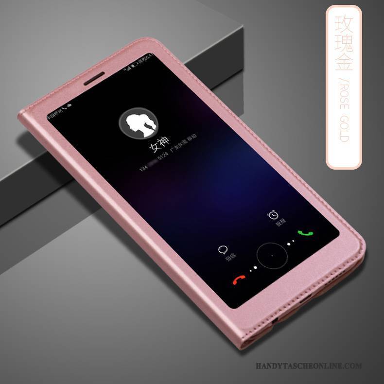 Hülle Huawei P Smart Lederhülle Rosa Trend, Case Huawei P Smart Folio Handyhüllen Anti-sturz