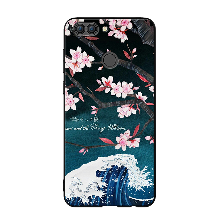 Hülle Huawei P Smart Schutz Handyhüllen Schwarz, Case Huawei P Smart Weiche Schönheit Sakura