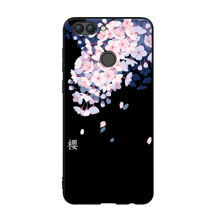 Hülle Huawei P Smart Schutz Handyhüllen Schwarz, Case Huawei P Smart Weiche Schönheit Sakura