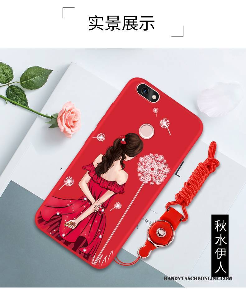 Hülle Huawei P Smart Silikon Handyhüllen Anti-sturz, Case Huawei P Smart Weiche Rot