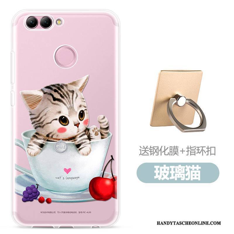 Hülle Huawei P Smart Silikon Trend Transparent, Case Huawei P Smart Schutz Handyhüllen Rosa