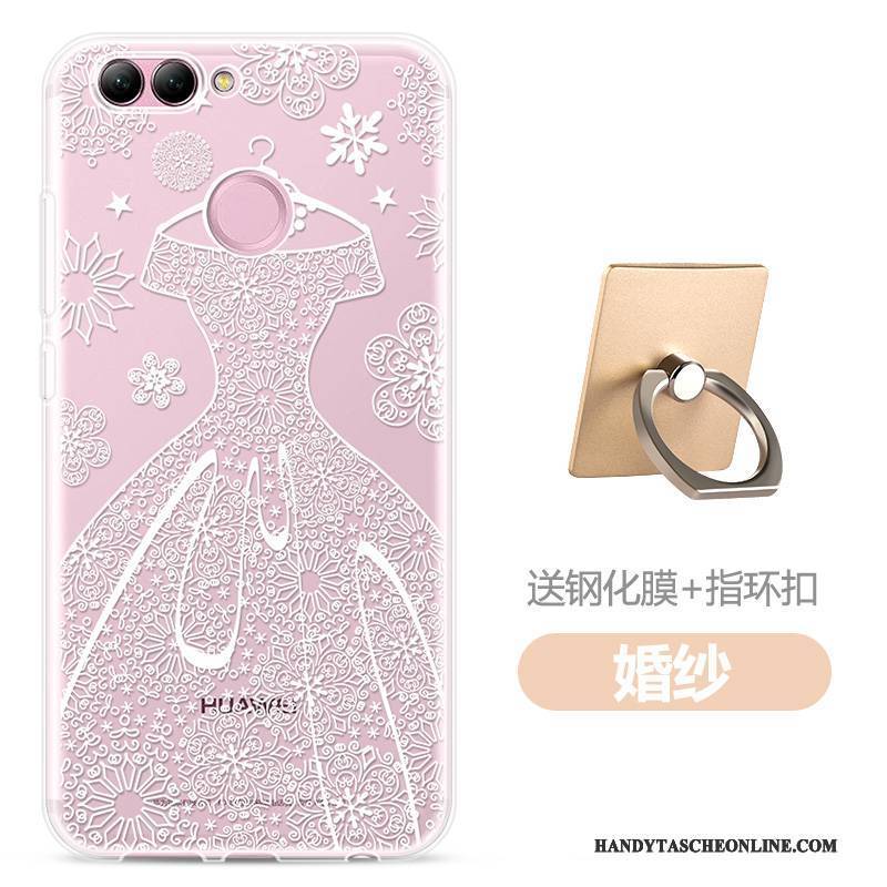 Hülle Huawei P Smart Silikon Trend Transparent, Case Huawei P Smart Schutz Handyhüllen Rosa