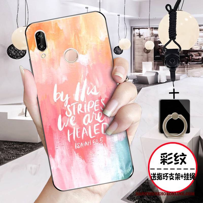 Hülle Huawei P Smart+ Taschen Netto Rot Weiß, Case Huawei P Smart+ Kreativ Pulver Schwarz