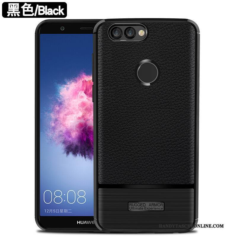 Hülle Huawei P Smart Taschen Nubuck Handyhüllen, Case Huawei P Smart Schutz Anti-sturz Schwarz