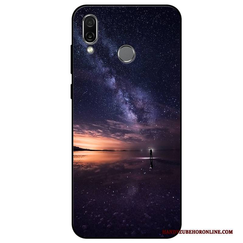 Hülle Huawei P Smart+ Taschen Persönlichkeit Handyhüllen, Case Huawei P Smart+ Weiche Anti-sturz Blau