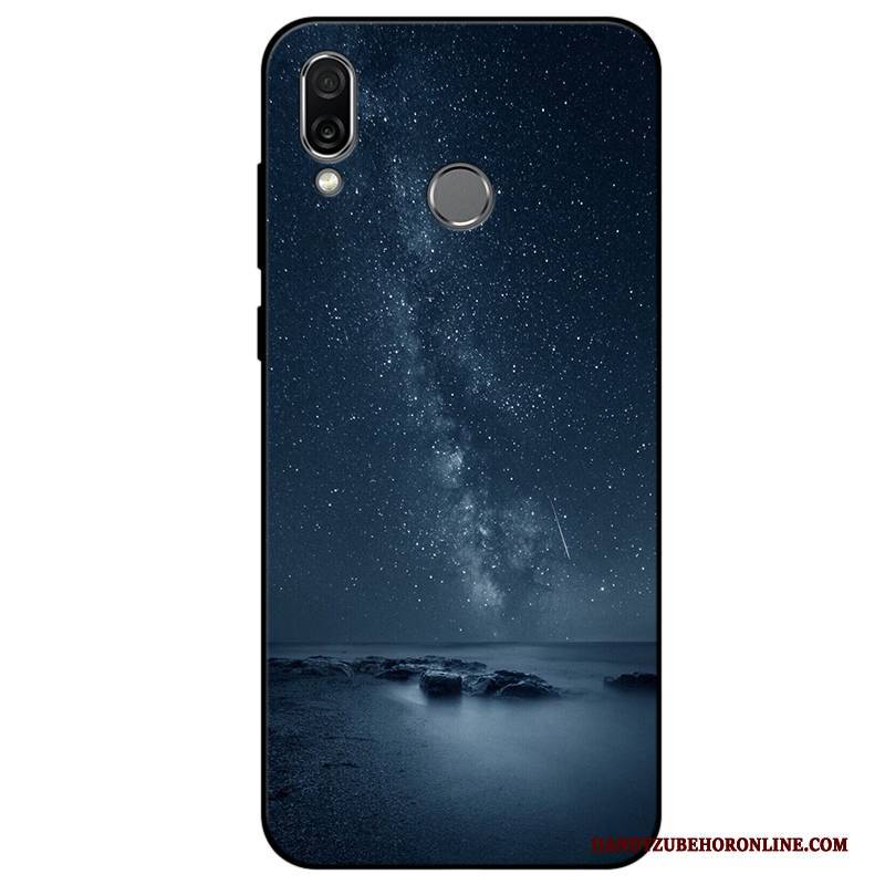 Hülle Huawei P Smart+ Taschen Persönlichkeit Handyhüllen, Case Huawei P Smart+ Weiche Anti-sturz Blau