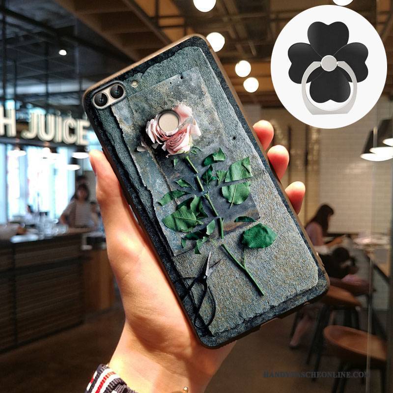 Hülle Huawei P Smart Weiche Anti-sturz Handyhüllen, Case Huawei P Smart Kreativ Schwarz Nubuck