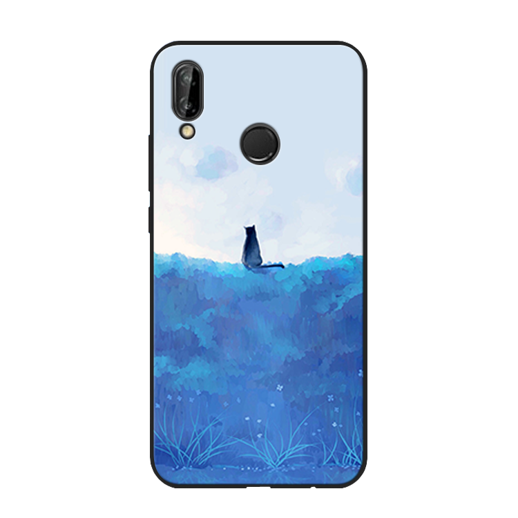 Hülle Huawei P Smart+ Weiche Jugend Katzen, Case Huawei P Smart+ Schutz Anti-sturz Blau