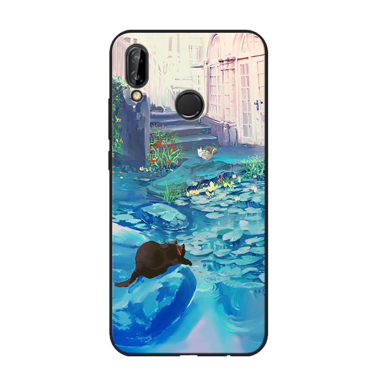 Hülle Huawei P Smart+ Weiche Jugend Katzen, Case Huawei P Smart+ Schutz Anti-sturz Blau