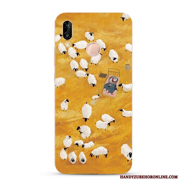 Hülle Huawei P Smart+ Weiche Kunst Gelb, Case Huawei P Smart+ Retro Ölgemälde Handyhüllen