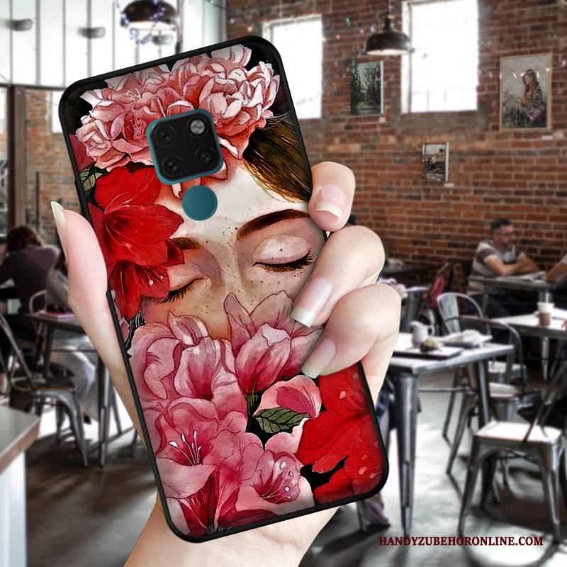 Hülle Huawei P Smart Z Weiche Schwarz Wind, Case Huawei P Smart Z Schutz Handbemalte Rose