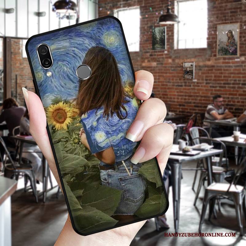 Hülle Huawei P Smart Z Weiche Schwarz Wind, Case Huawei P Smart Z Schutz Handbemalte Rose