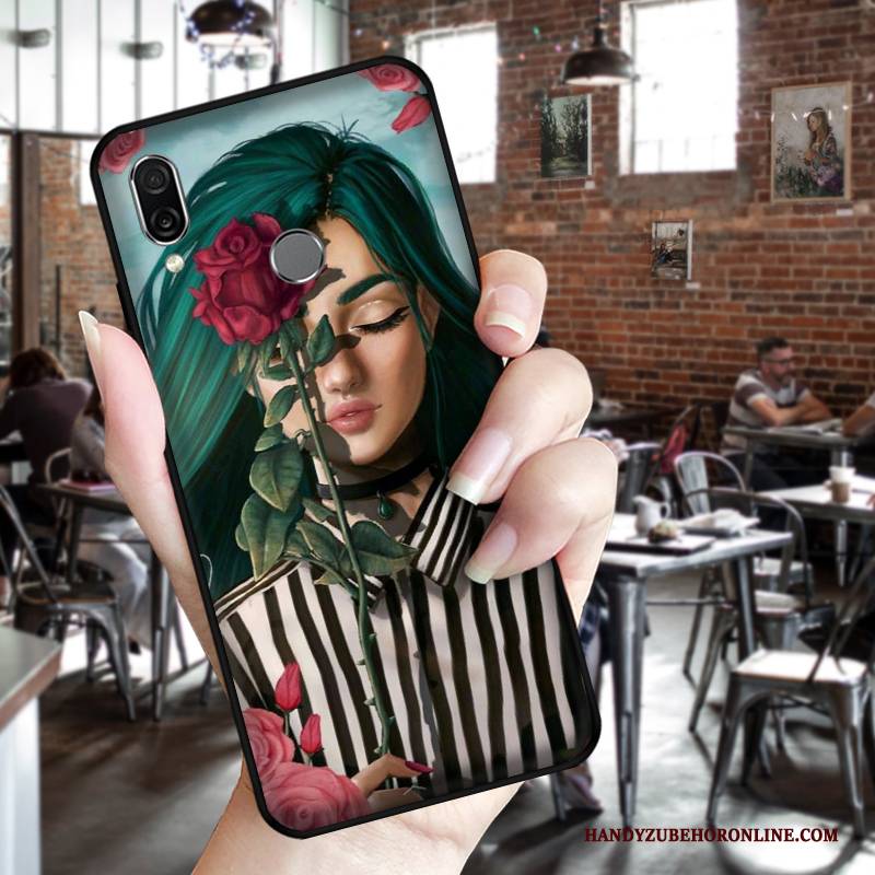 Hülle Huawei P Smart Z Weiche Schwarz Wind, Case Huawei P Smart Z Schutz Handbemalte Rose