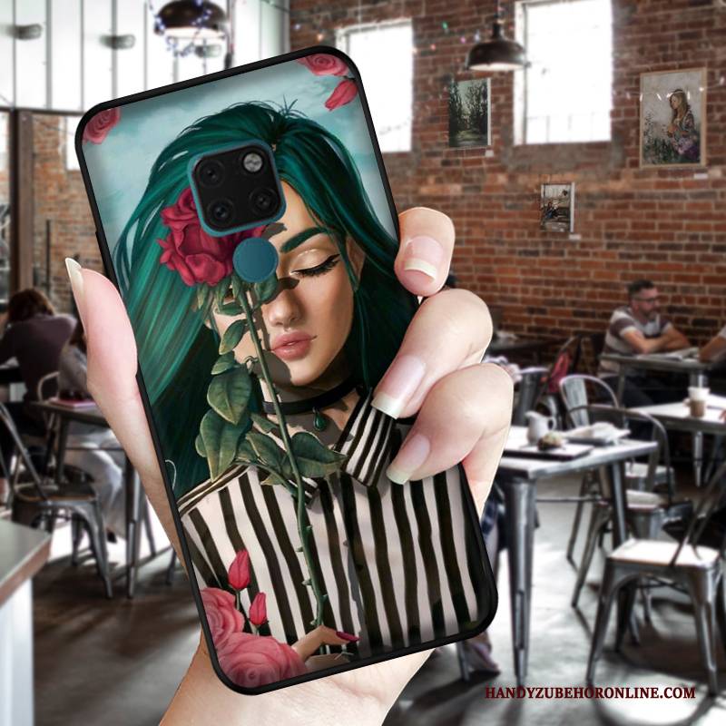 Hülle Huawei P Smart Z Weiche Schwarz Wind, Case Huawei P Smart Z Schutz Handbemalte Rose