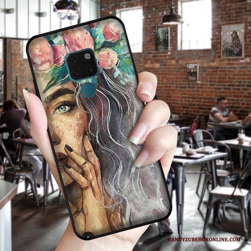 Hülle Huawei P Smart Z Weiche Schwarz Wind, Case Huawei P Smart Z Schutz Handbemalte Rose