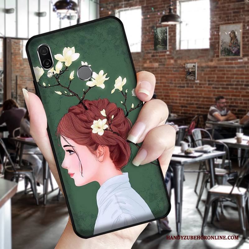 Hülle Huawei P Smart Z Weiche Schwarz Wind, Case Huawei P Smart Z Schutz Handbemalte Rose