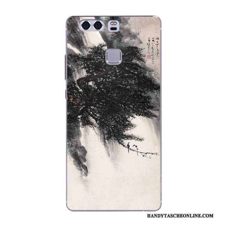 Hülle Huawei P10 Hoch Chinesische Art, Case Huawei P10 Stoff Schwarz