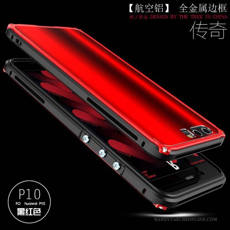 Hülle Huawei P10 Kreativ Anti-sturz Hängende Verzierungen, Case Huawei P10 Metall Rot Grenze