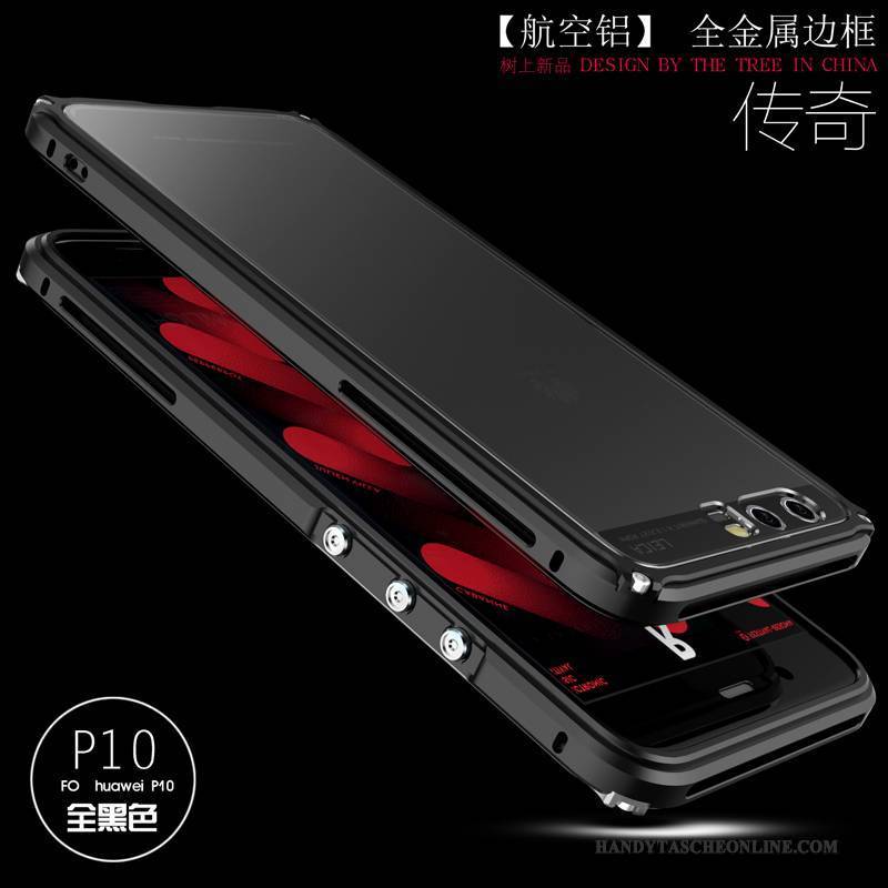 Hülle Huawei P10 Kreativ Anti-sturz Hängende Verzierungen, Case Huawei P10 Metall Rot Grenze