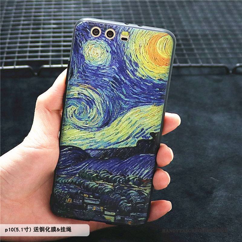 Hülle Huawei P10 Kreativ Blau Anti-sturz, Case Huawei P10 Taschen Persönlichkeit Ölgemälde