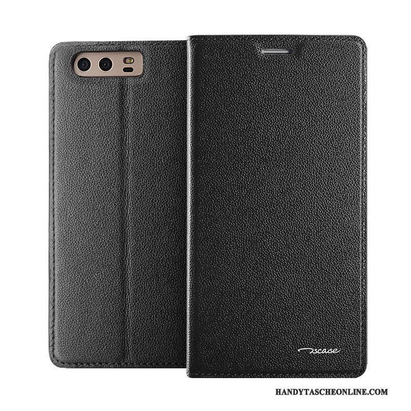 Hülle Huawei P10 Leder Business Europa, Case Huawei P10 Lederhülle Schwarz Anti-sturz