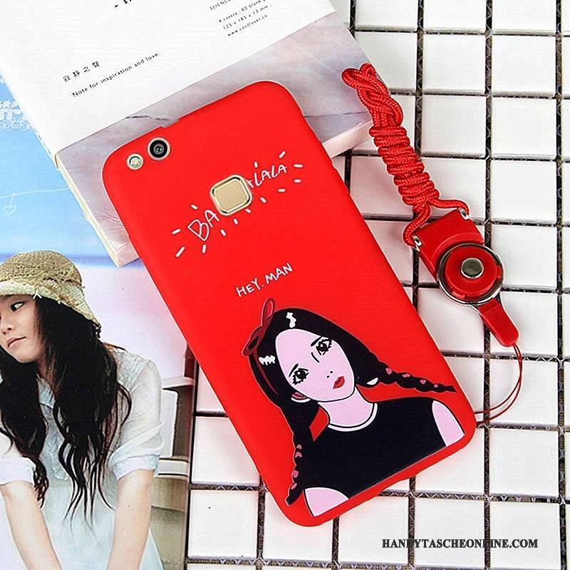 Hülle Huawei P10 Lite Karikatur Farbe Jugend, Case Huawei P10 Lite Taschen Rot Handyhüllen