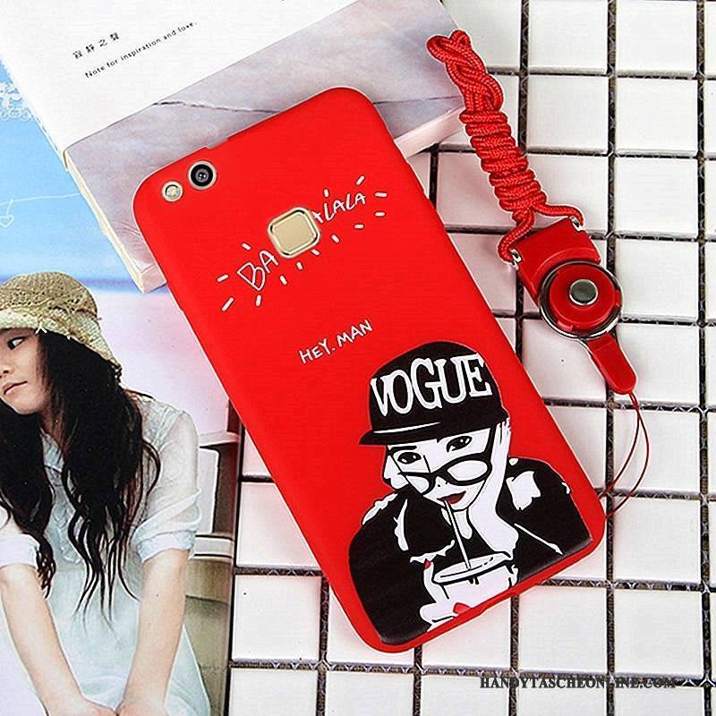 Hülle Huawei P10 Lite Karikatur Farbe Jugend, Case Huawei P10 Lite Taschen Rot Handyhüllen