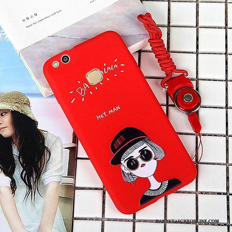 Hülle Huawei P10 Lite Karikatur Farbe Jugend, Case Huawei P10 Lite Taschen Rot Handyhüllen