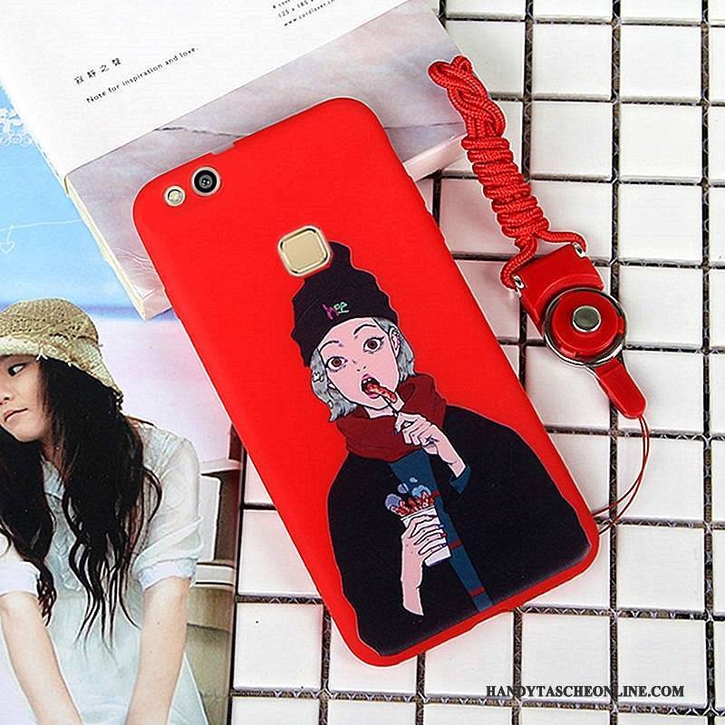 Hülle Huawei P10 Lite Karikatur Farbe Jugend, Case Huawei P10 Lite Taschen Rot Handyhüllen