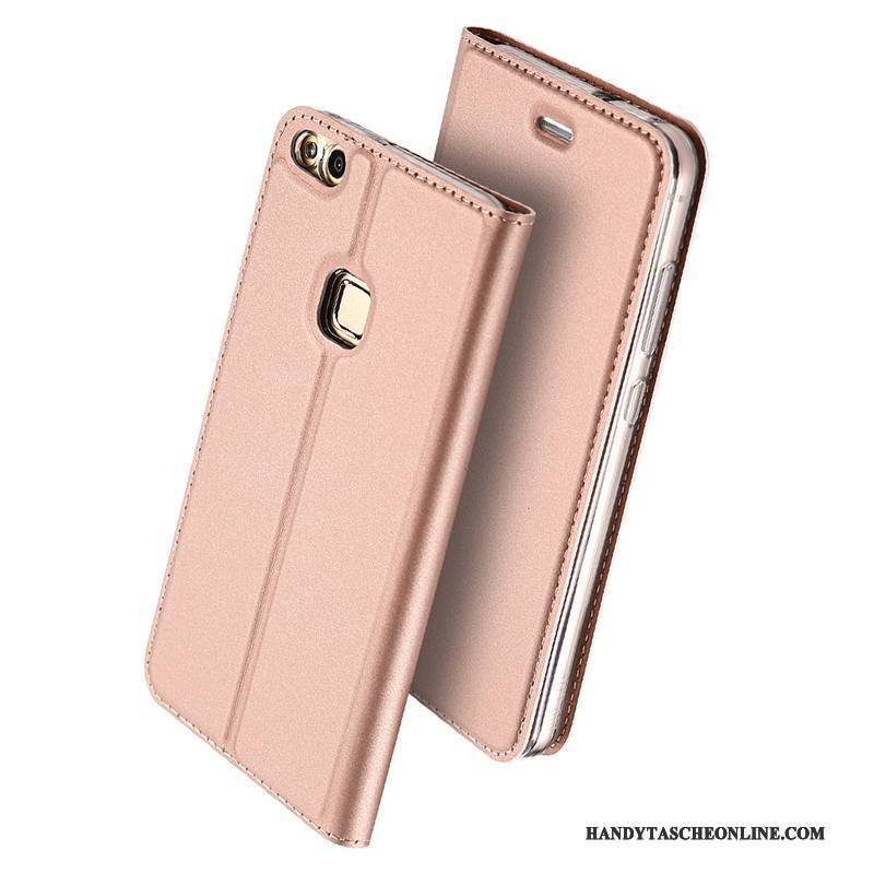 Hülle Huawei P10 Lite Schutz Leicht Jugend, Case Huawei P10 Lite Lederhülle Business Gold