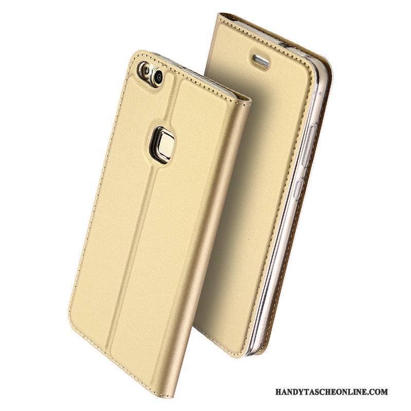 Hülle Huawei P10 Lite Schutz Leicht Jugend, Case Huawei P10 Lite Lederhülle Business Gold