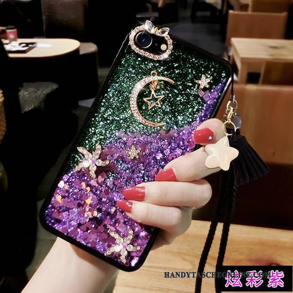 Hülle Huawei P10 Lite Strass Flüssigkeit Lila, Case Huawei P10 Lite Kreativ Treibsand Handyhüllen