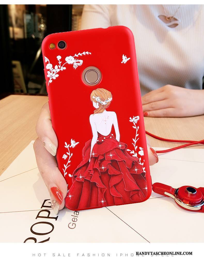 Hülle Huawei P10 Lite Strass Handyhüllen Rot, Case Huawei P10 Lite Schutz Jugend