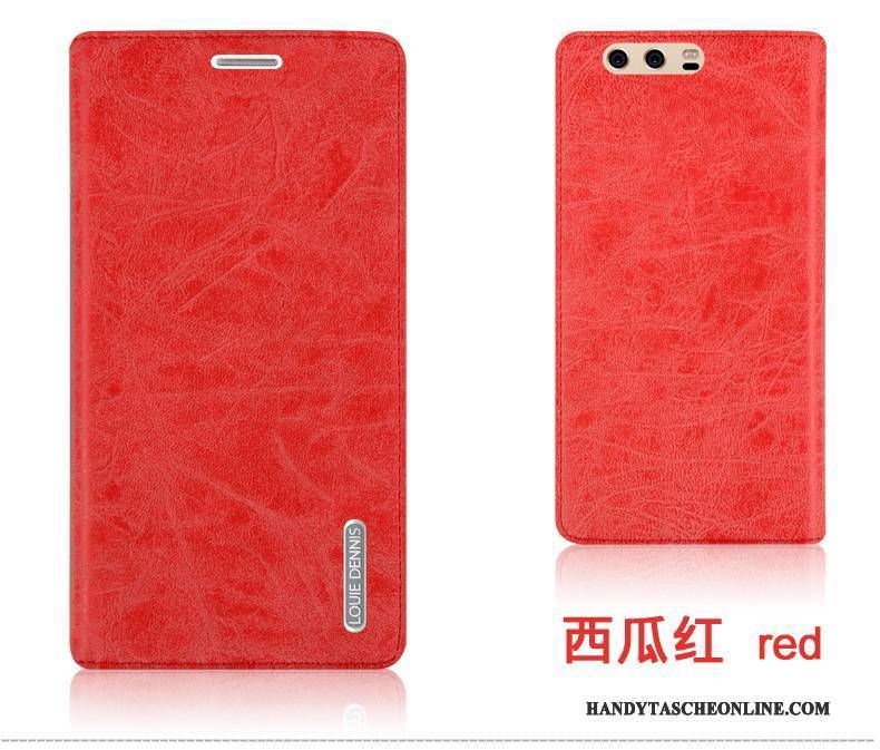 Hülle Huawei P10 Plus Folio Anti-sturz Handyhüllen, Case Huawei P10 Plus Lederhülle Rot Hintere Abdeckung