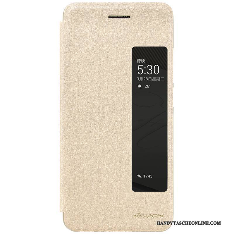 Hülle Huawei P10 Plus Folio Handyhüllen Anti-sturz, Case Huawei P10 Plus Lederhülle Gold