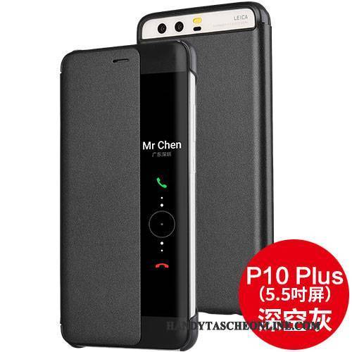 Hülle Huawei P10 Plus Folio Handyhüllen Schwarz, Case Huawei P10 Plus Lederhülle