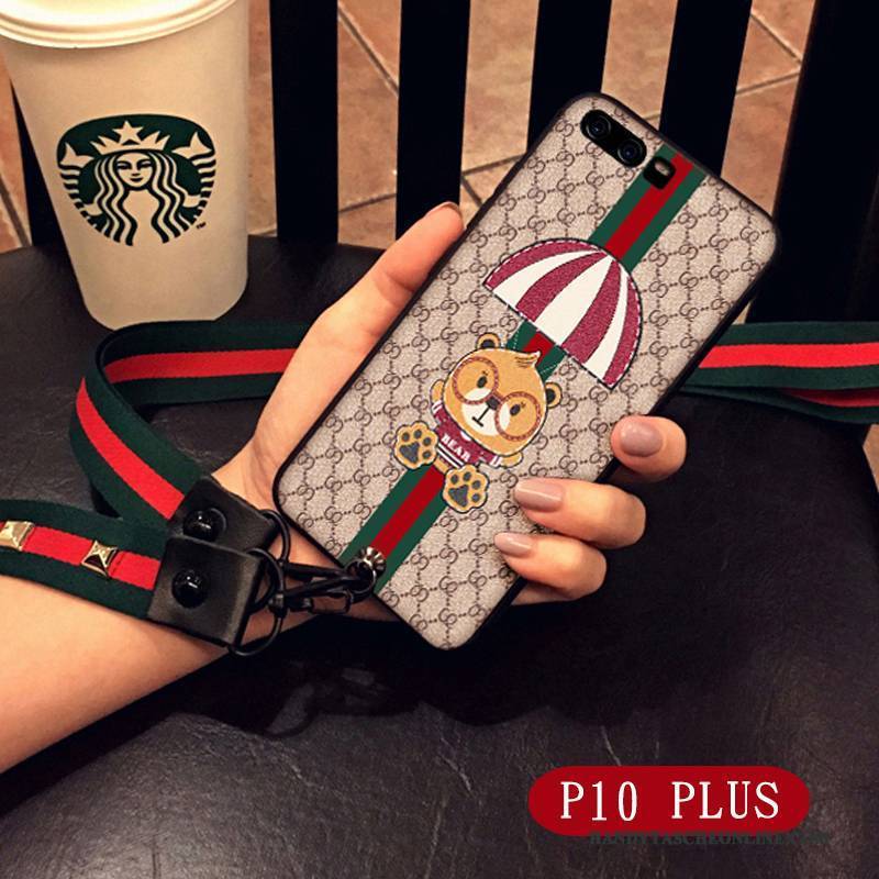 Hülle Huawei P10 Plus Kreativ Hängender Hals Handyhüllen, Case Huawei P10 Plus Schutz Bär Super Süß