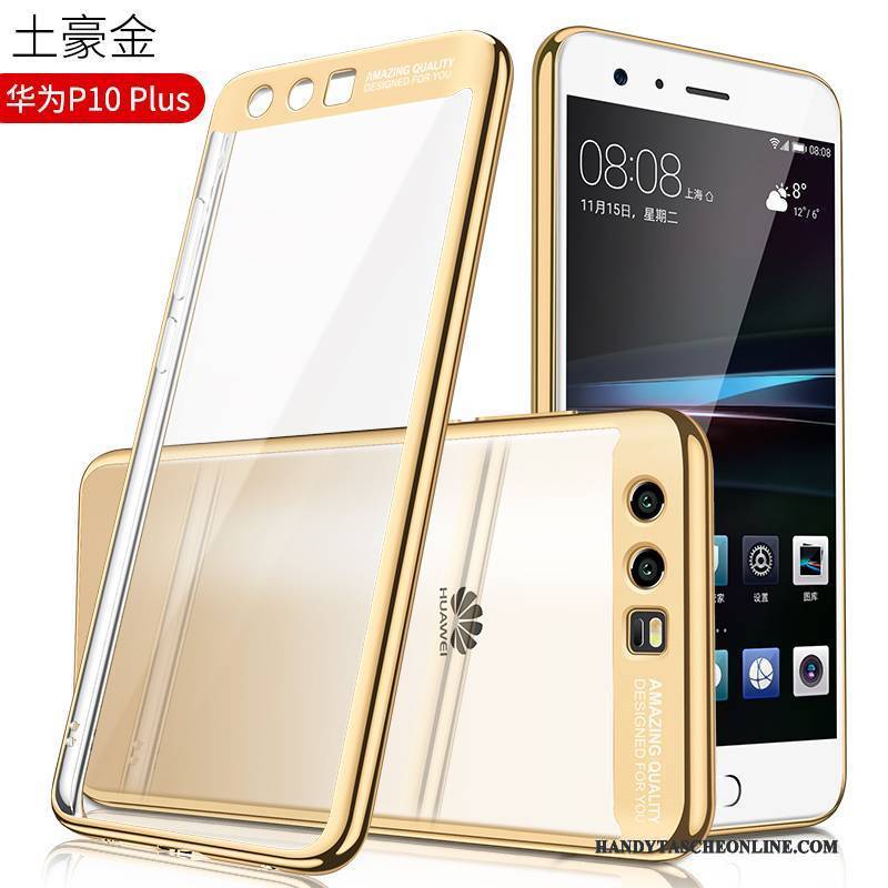 Hülle Huawei P10 Plus Kreativ Trend Anti-sturz, Case Huawei P10 Plus Silikon Transparent Gold