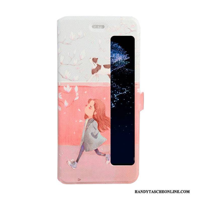 Hülle Huawei P10 Plus Schutz Fenster Öffnen Handyhüllen, Case Huawei P10 Plus Gemalt Rosa