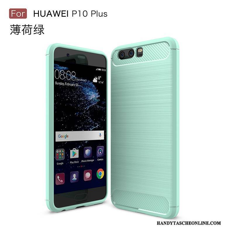 Hülle Huawei P10 Plus Schutz Handyhüllen Nubuck, Case Huawei P10 Plus Weiche Anti-sturz Schwarz