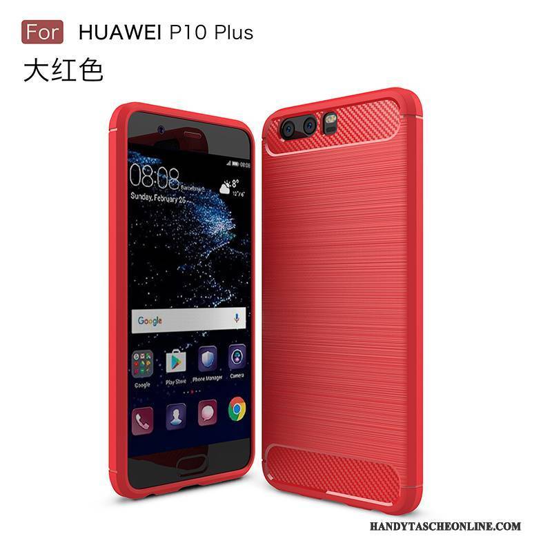 Hülle Huawei P10 Plus Schutz Handyhüllen Nubuck, Case Huawei P10 Plus Weiche Anti-sturz Schwarz