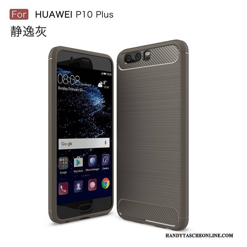 Hülle Huawei P10 Plus Schutz Handyhüllen Nubuck, Case Huawei P10 Plus Weiche Anti-sturz Schwarz