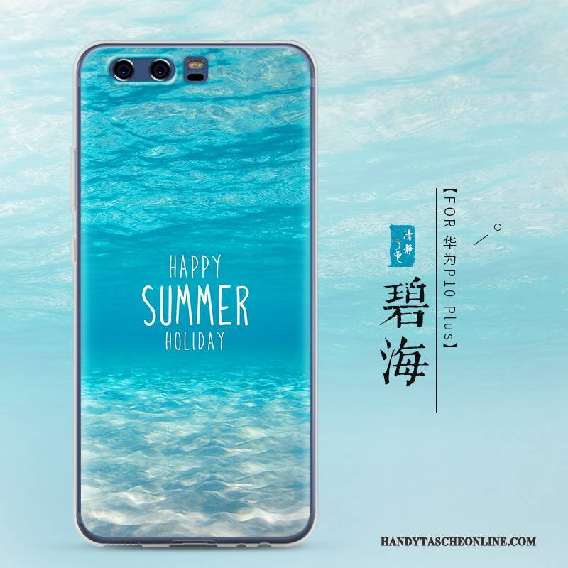 Hülle Huawei P10 Plus Silikon Anti-sturz Blau, Case Huawei P10 Plus Kreativ Handyhüllen Transparent