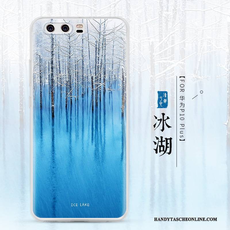 Hülle Huawei P10 Plus Silikon Anti-sturz Blau, Case Huawei P10 Plus Kreativ Handyhüllen Transparent