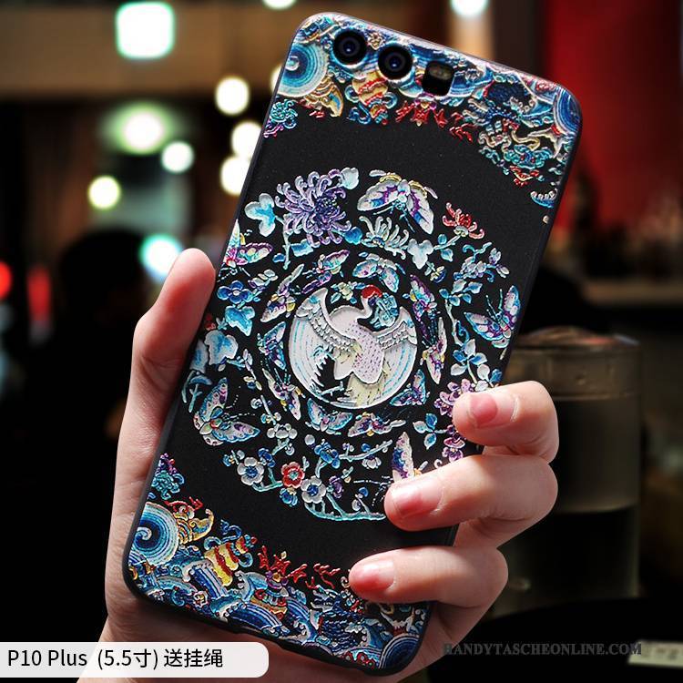 Hülle Huawei P10 Plus Silikon Blau Chinesische Art, Case Huawei P10 Plus Kreativ Trend Persönlichkeit